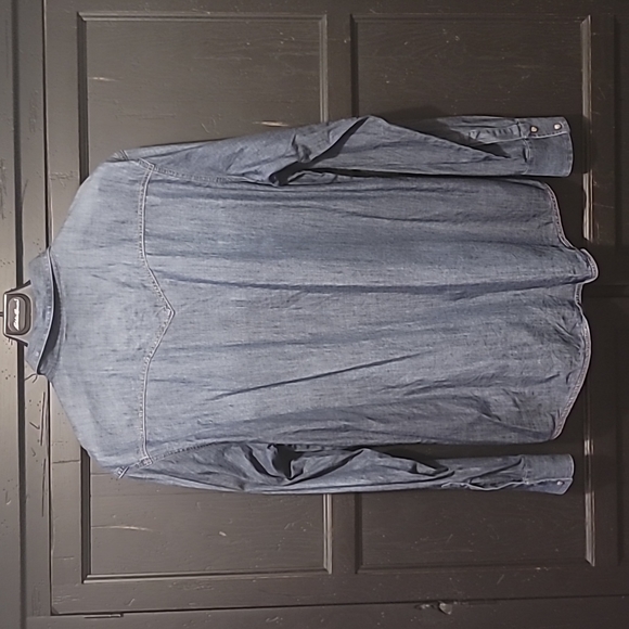 Wrangler Retro Premium Denim Snap up Shirt XXL Blue Like New - Picture 4 of 6